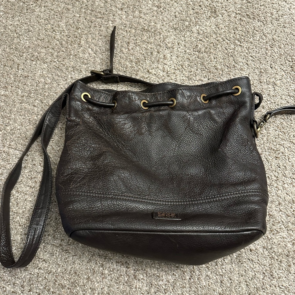 Frye Leather Embossed Cross Body Bag, Sack, Drawstring